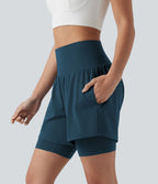 Short de yoga SoftlyZero™ Airy 2-en-1 taille ultra-haute effet frais InstantCool 17,5 cm avec poches