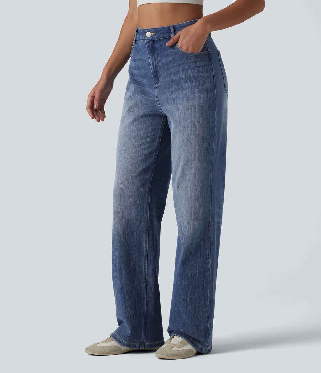 Halara Flex™ Jean droit casual taille haute avec poches