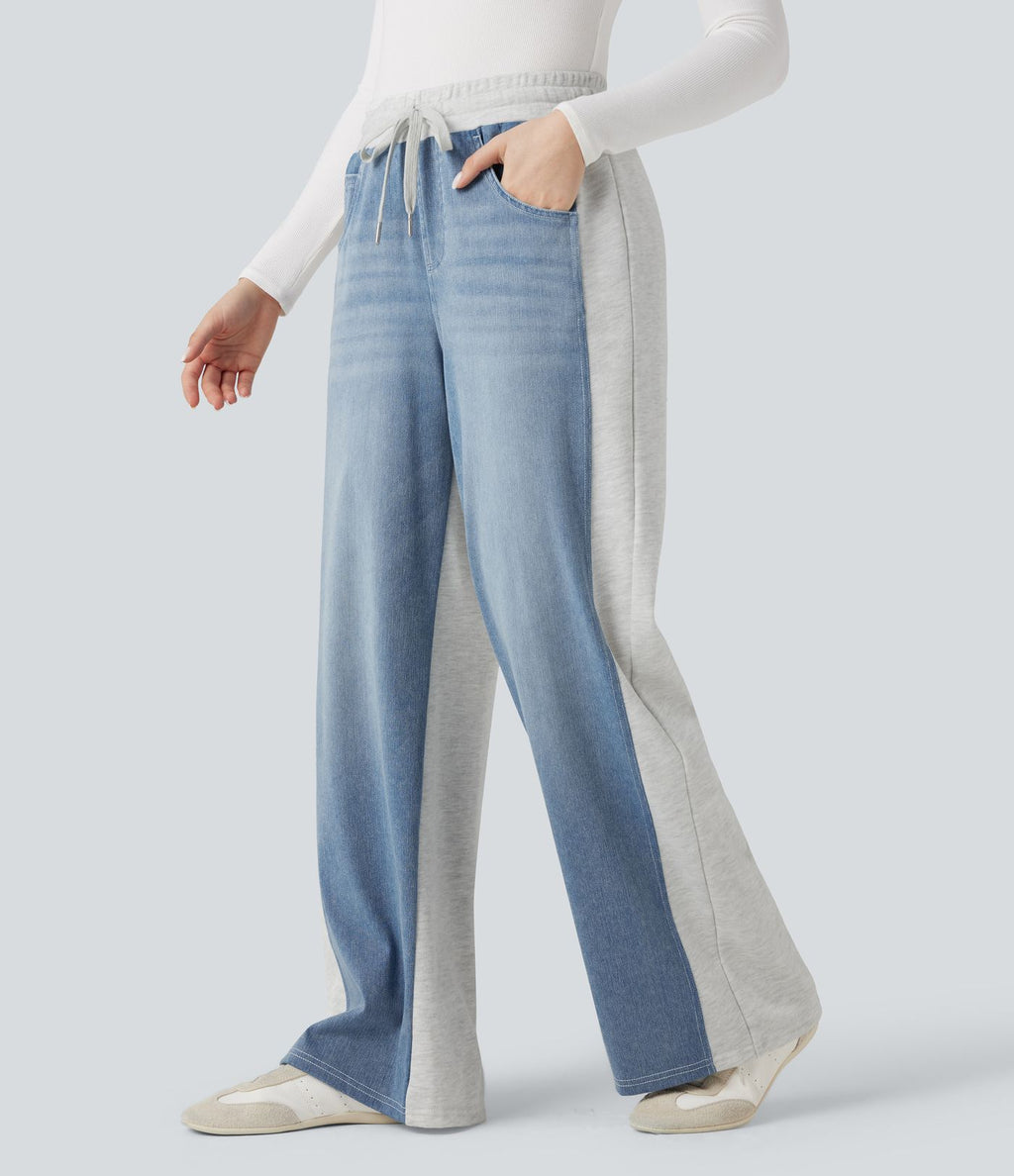 Halara Flex™ Jean larges color block jambes cordon de serrage taille haute avec poches