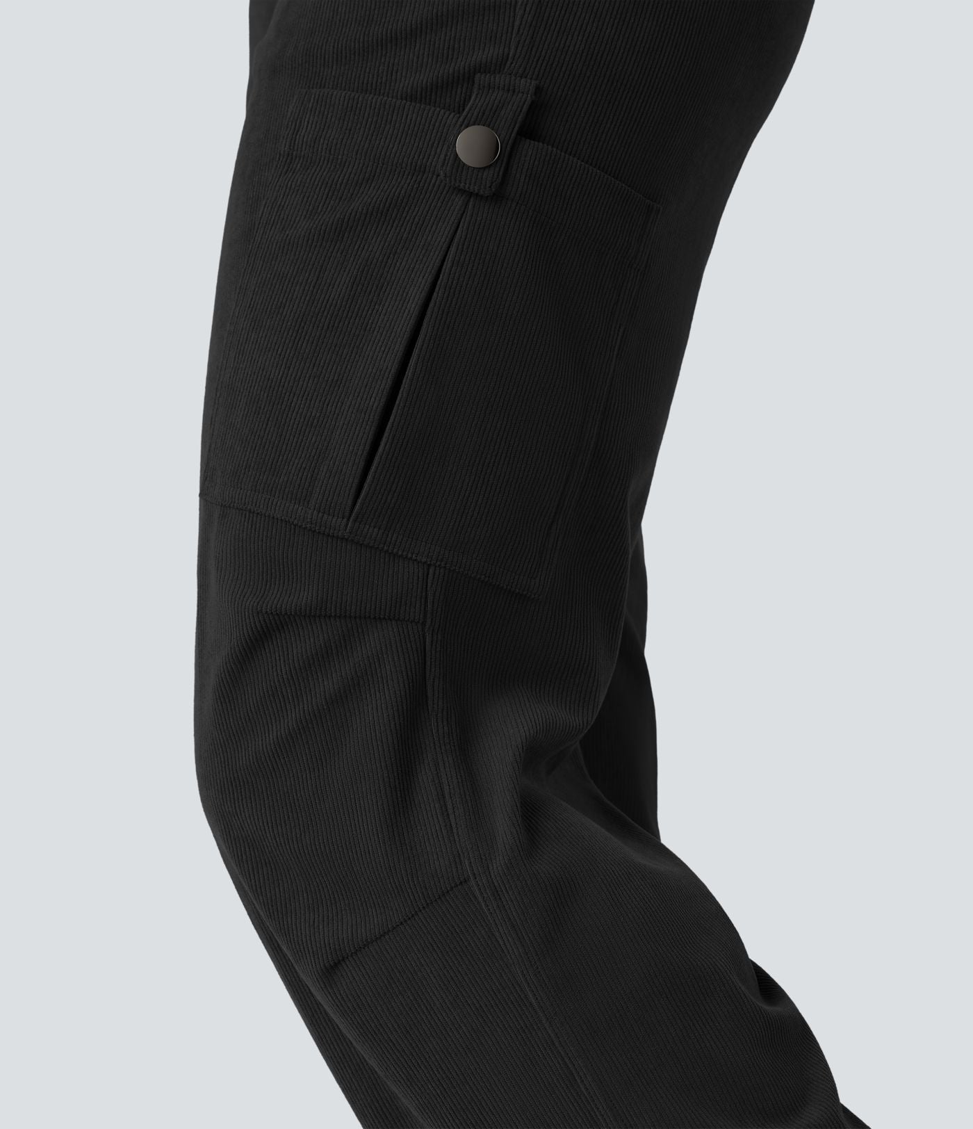 Pantalon jogging cargo velours côtelé coupe droite taille mi-haute avec cordon de serrage et poches