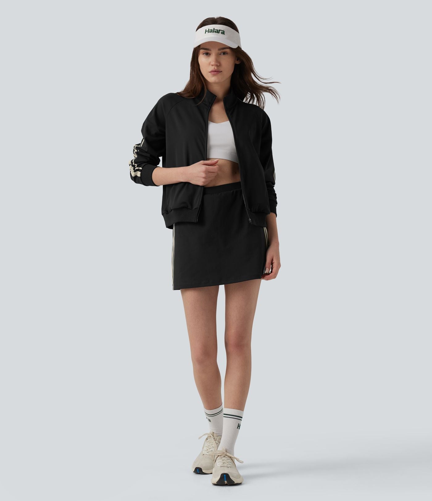 Veste de sport DayStretch col montant color block à rayures avec poches