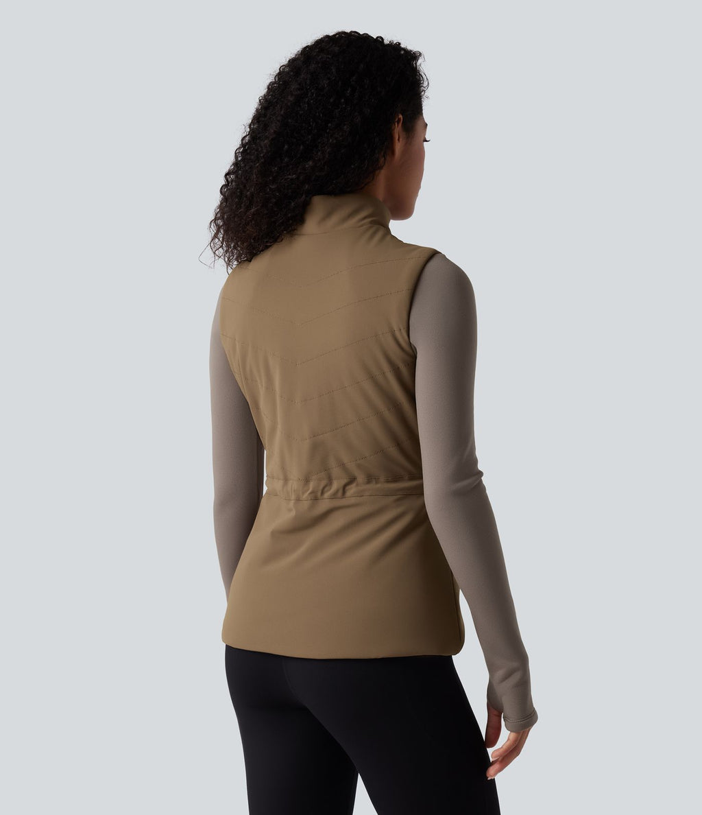 Veste polaire PuffFlex 3-en-1 à col montant et manches longues avec passe-pouces et gilet matelassé avec poches