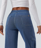 Halara Flex™ Taille Mi-Haute Multiples Poches Jambe Droite Jean Cargo Décontracté Extensible