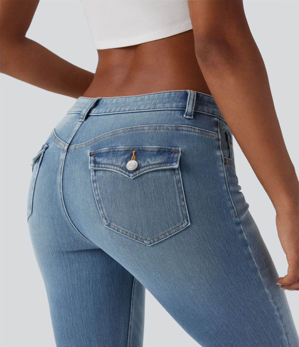 Jean skinny 7/8 décontracté taille basse Halara Flex™ avec poches