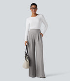 Pantalon de travail droit Halara Flex™ taille haute gainant en crêpe avec poches