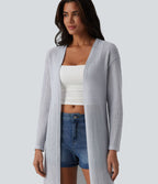 Manteau long casual crochet maille manches longues