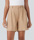Short tailleur taille haute avec bouton, fermeture éclair et poches latérales