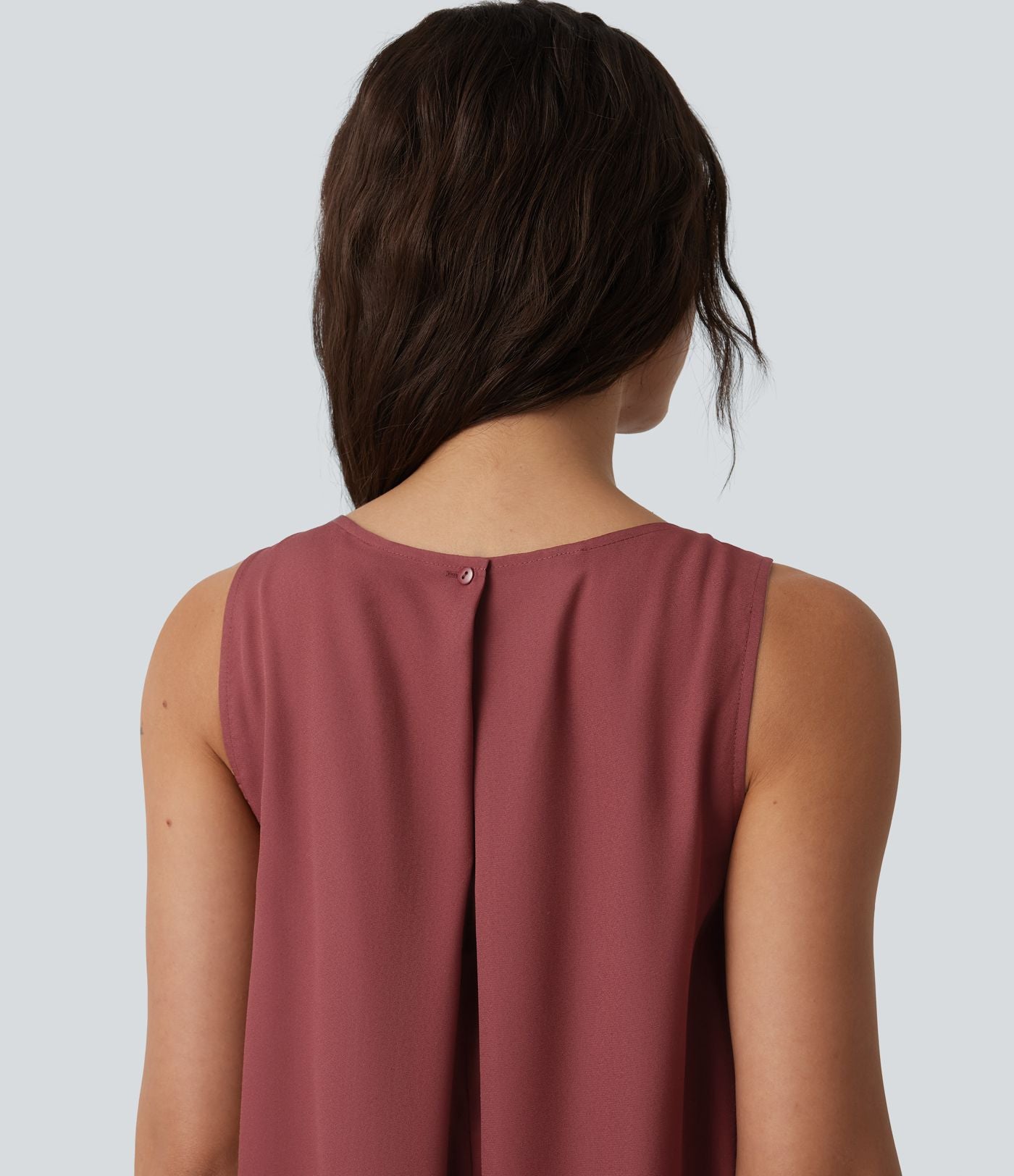 Robe fluide décontractée col rond sans manches plissée asymétrique
