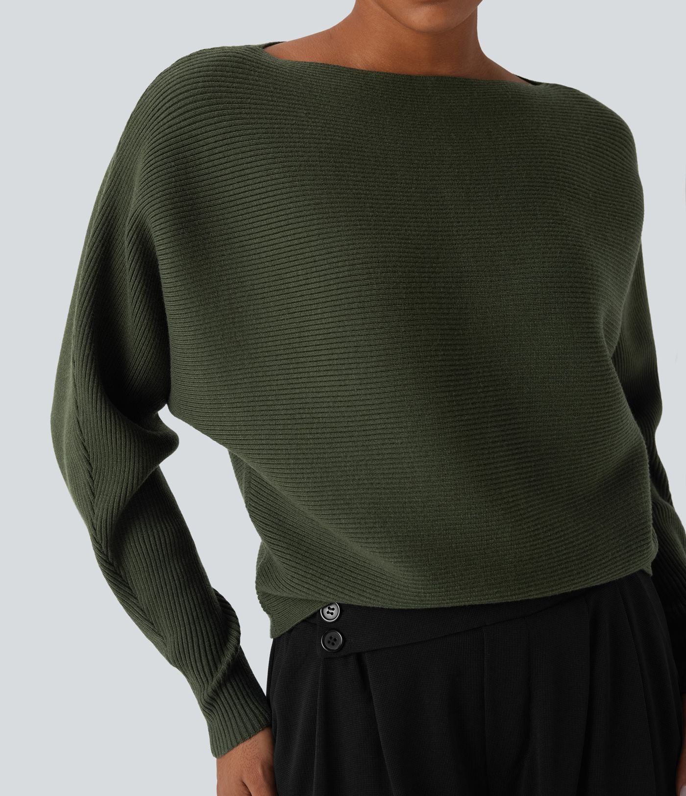 Pull décontracté col bateau manches chauve-souris