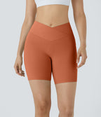 Softlyzero™ Short 17,5cm Yoga Taille Haute Crossover avec Poches Latérales