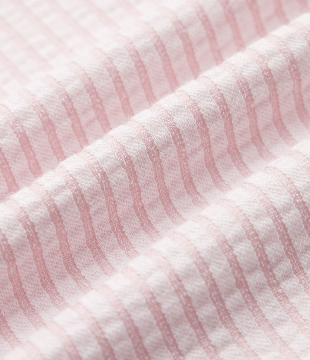 Jupe fluide midi casual taille haute à rayures en coton froissé, avec poches