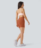 Softlyzero™ Plush Shorts 12,5cm Yoga Taille Haute Croisés Froncés