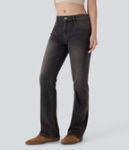 Jean bootcut délavé taille basse Halara Flex™ à poches multiples
