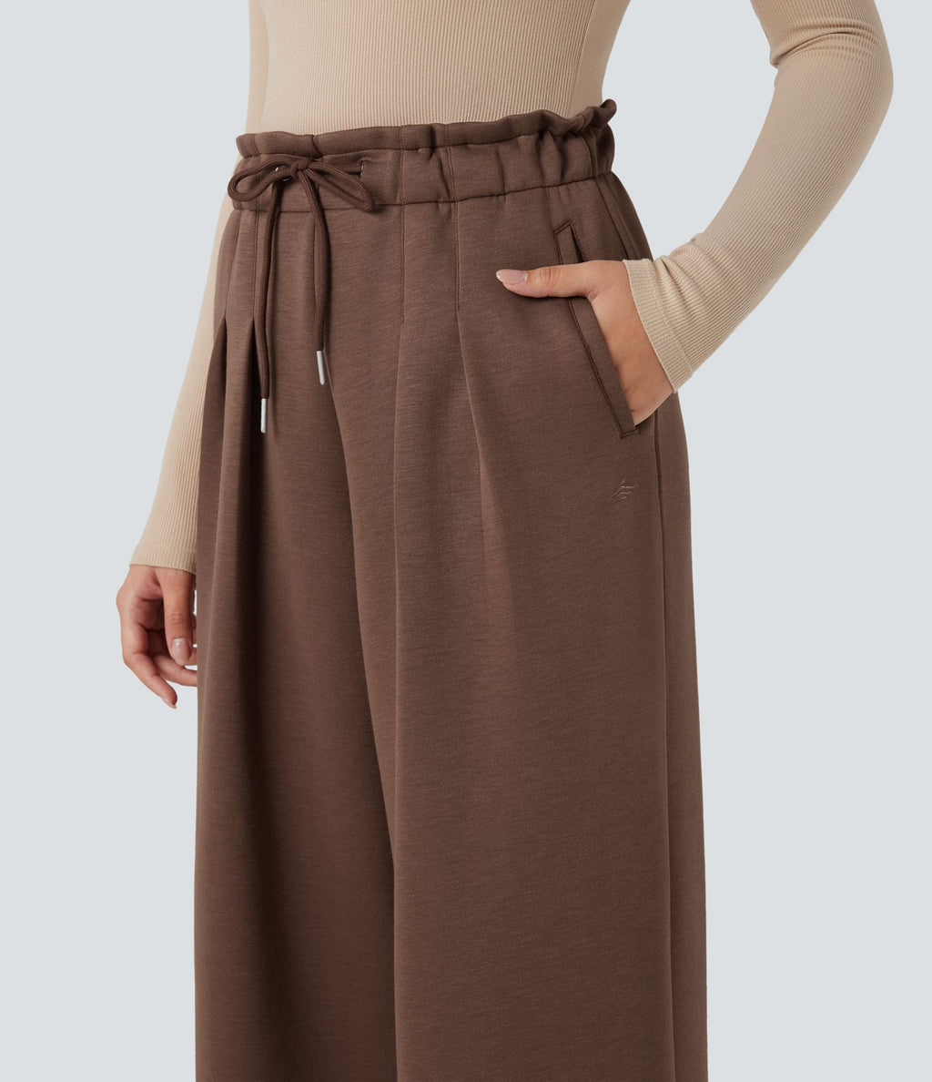 Pantalon décontracté SpacerTek™ taille haute effet baggy, avec cordon de serrage et poches