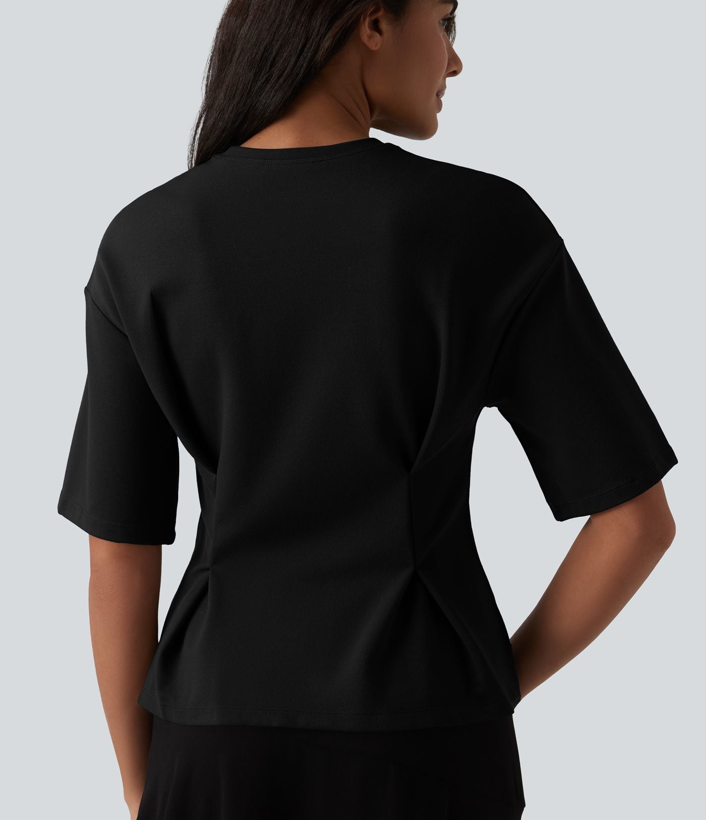 Blouse casual col rond taille cintrée à basque