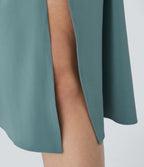 Breezeful™ Jupe de Vacances Midi Fluide à Taille Haute Plissée Fendue et à Séchage Rapide