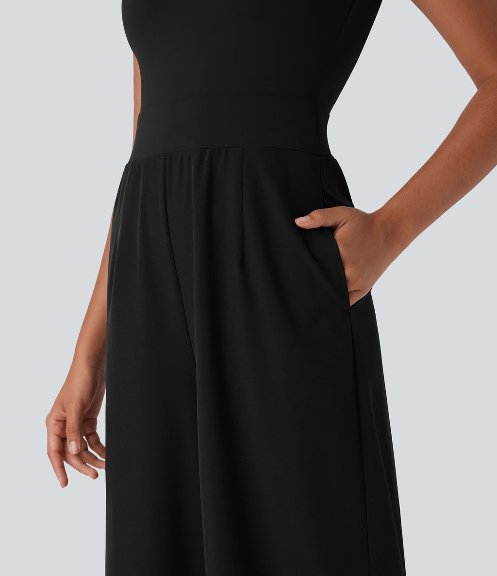 Combinaison de soirée Breezeful™ asymétrique dos nu séchage rapide avec poches latérales