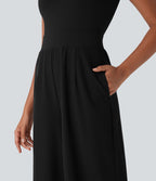 Combinaison de soirée Breezeful™ asymétrique dos nu séchage rapide avec poches latérales