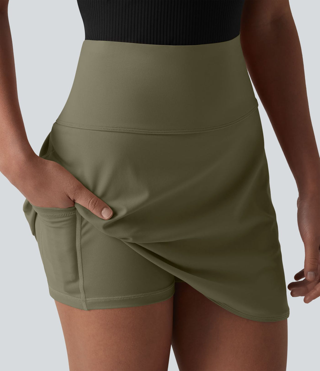 Jupe de golf courte 2-en-1 SoftlyZero™ Airy effet frais InstantCool taille ultra-haute gainant avec ourlet arrondi et poches