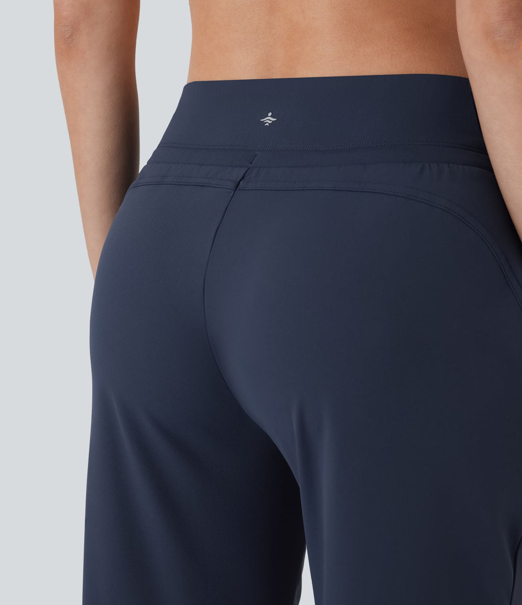 Pantalon de yoga aéré à taille moyenne avec cordon de serrage, poches latérales, jambe droite et effet rafraîchissant Softlyzero™