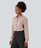 Chemise de travail à col, boutons, manches longues et plis