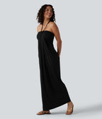 Robe longue dos nu à nouer avec soutien-gorge intégré et poches