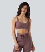 Brassière de sport yoga soutien léger col U à découpes rayé bonnets A-C