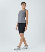Top Débardeur Yoga Uni à Ourlet Croisé et Découpe