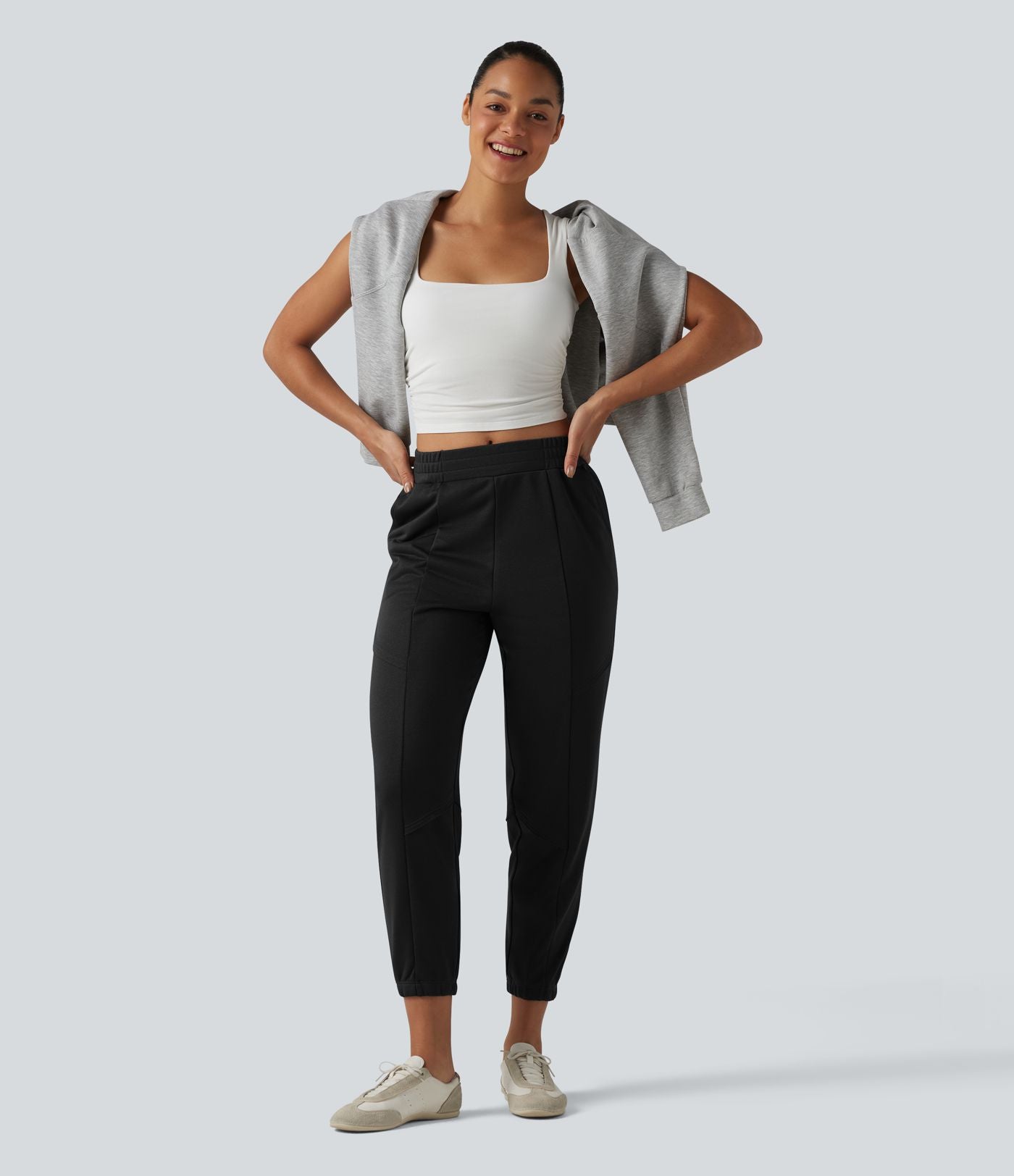 Jogging casual fuselé taille mi-haute avec poches