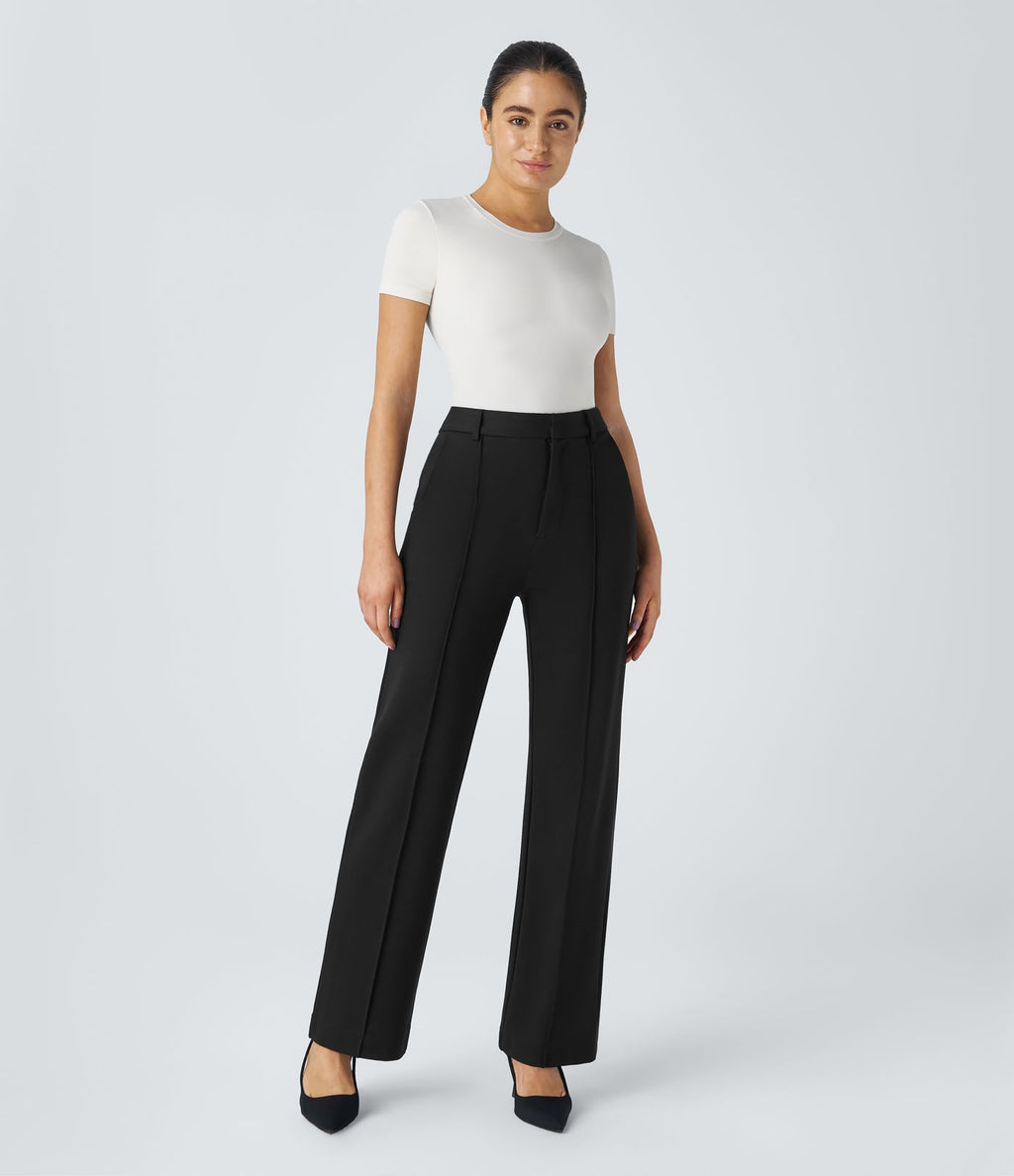 Pantalon de travail coupe droite zippé taille haute Halara Flex™ avec poches