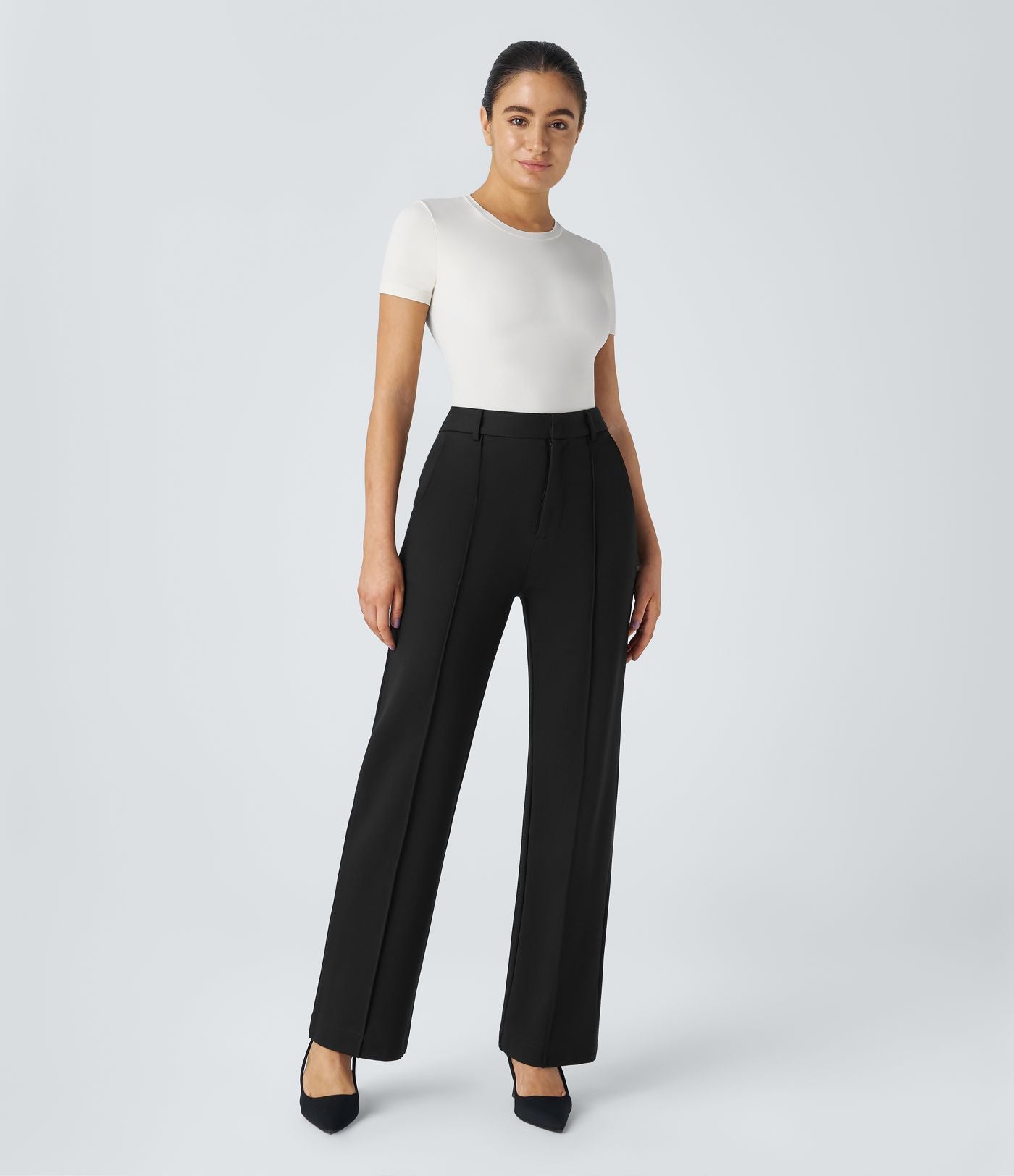 Pantalon de travail coupe droite zippé taille haute Halara Flex™ avec poches