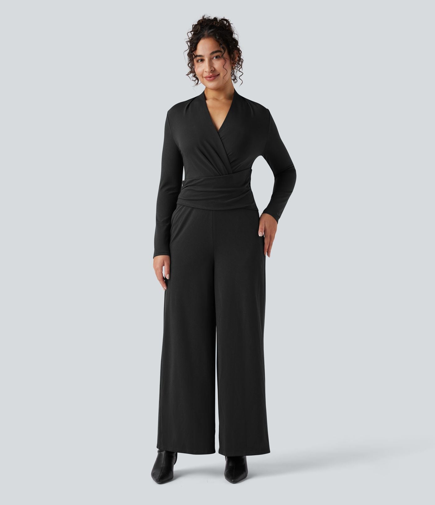 Combinaison tailleur col V manches longues avec zip et poches - Easy Peasy
