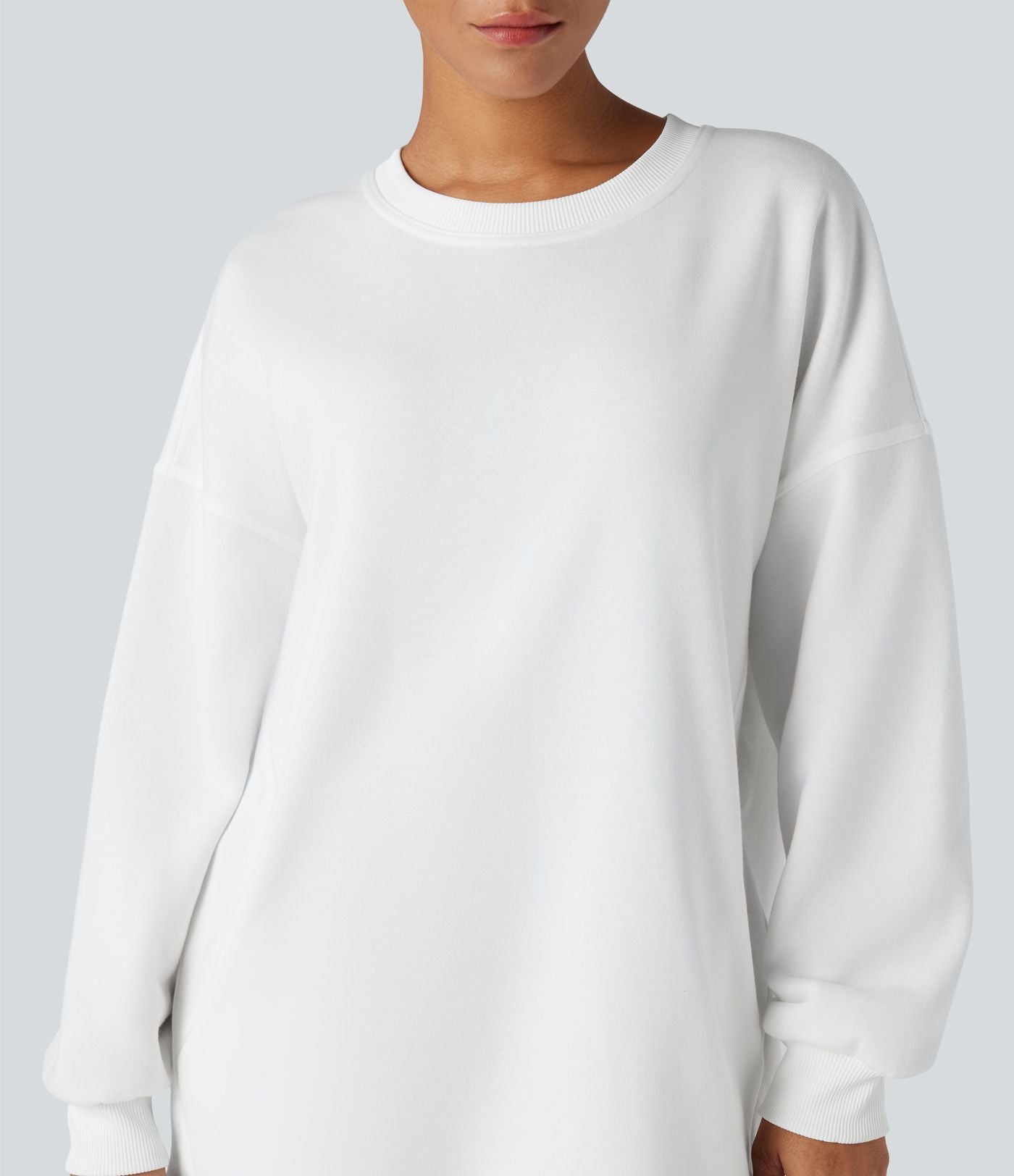 Sweat-shirt décontracté en polaire, col rond, manches longues, poches latérales, coupe oversize