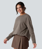 T-shirt coton oversize col rond manches longues