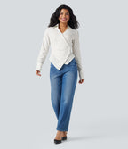 Chemise tailleur portefeuille laçage rayures manches longues