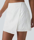 Jupe mini évasée 2-en-1 taille haute broderie style vacances
