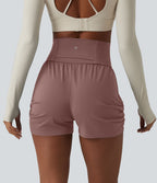Short de yoga SoftlyZero™ Airy taille haute froncé effet frais InstantCool 7,5 cm avec poches
