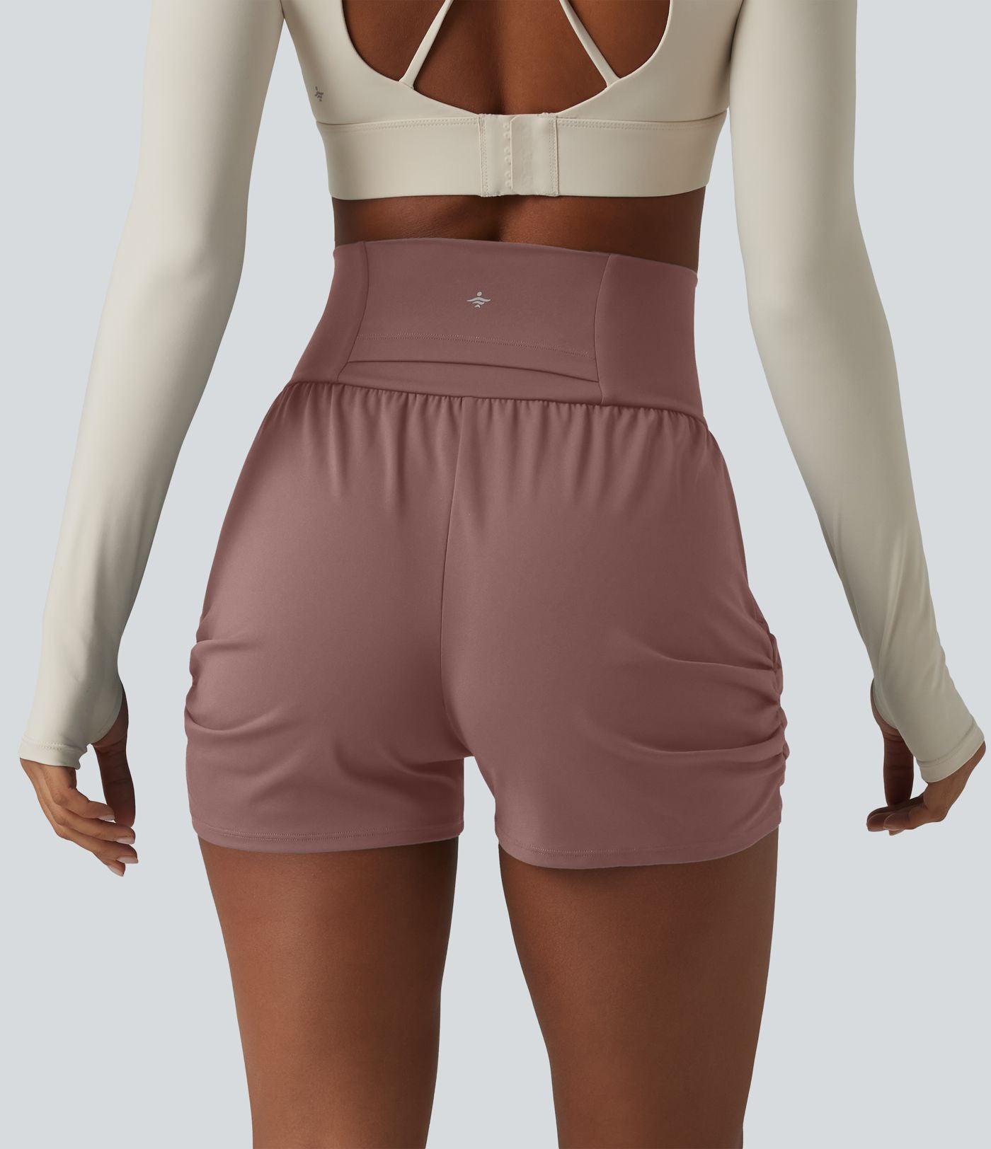 Short de yoga SoftlyZero™ Airy taille haute froncé effet frais InstantCool 7,5 cm avec poches
