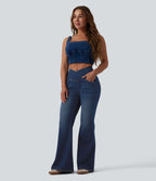 Jean évasé Halara Flex™ casual taille haute croisée avec poches