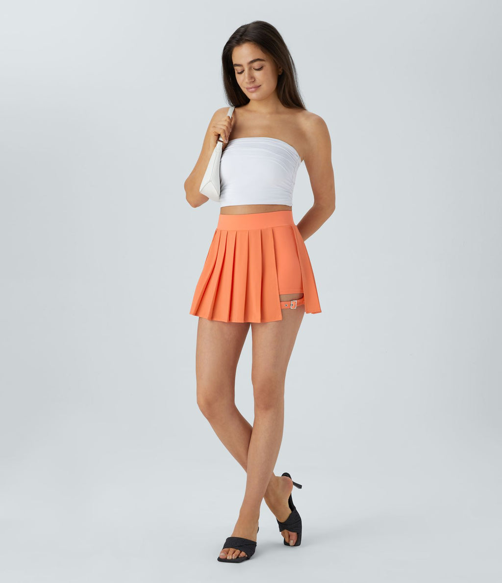 Breezeful™ Mini Jupe Soirée Plissée 2 en 1 Taille Haute Poche Latérale Boucle Réglable Séchage Rapide