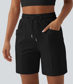 Bermuda de yoga SoftlyZero™ Airy taille haute avec cordon de serrage effet frais InstantCool et poches, protection solaire UPF50+