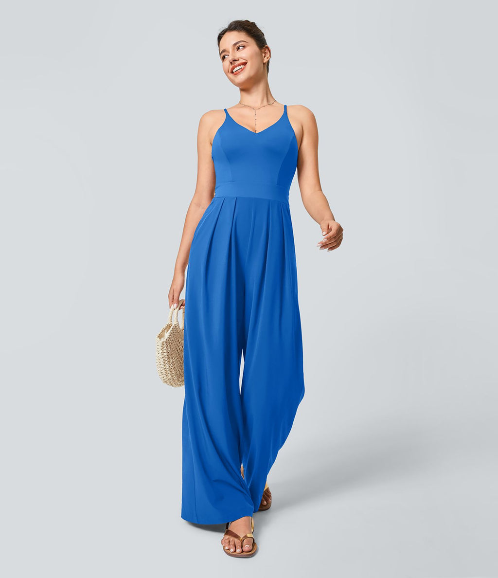 Breezeful™ Combinaison Dos Nu Poche Zippée Invisible Sur le Côté Jambe Large Séchage Rapide