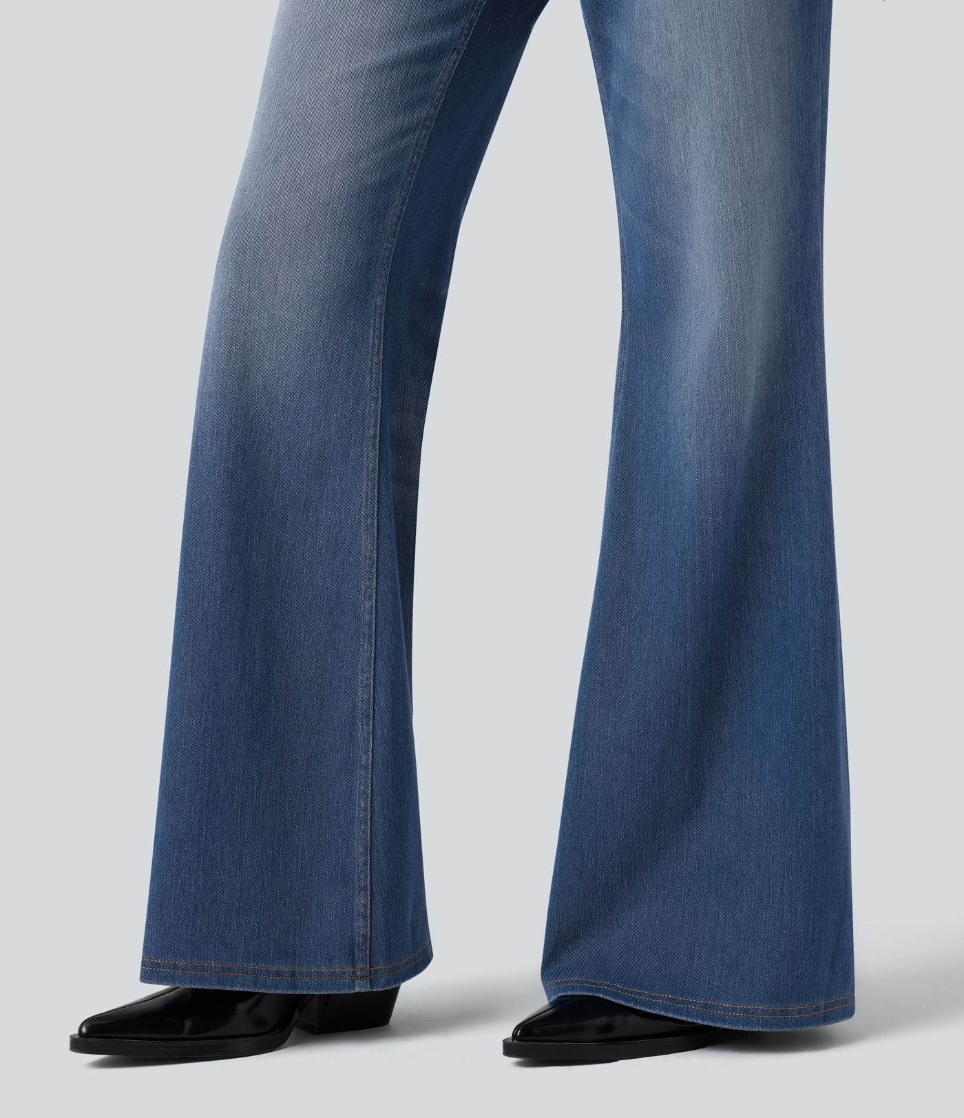 Halara Flex™ Jean évasé décontracté délavé taille basse avec poches