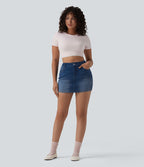 Skort Halara Flex™ jean décontracté taille haute micro avec poches