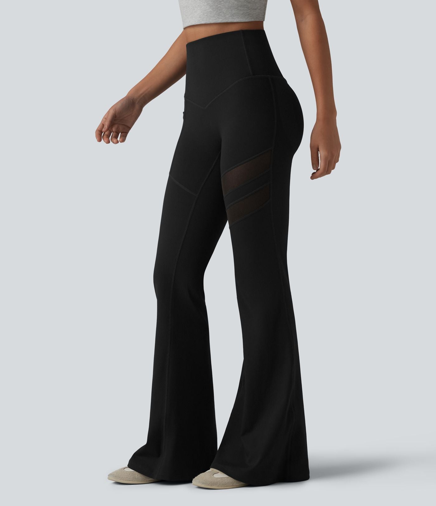 Legging décontracté DayStretch taille haute gainant et galbant les fesses, avec poche, empiècement en maille contrastée et coupe évasée
