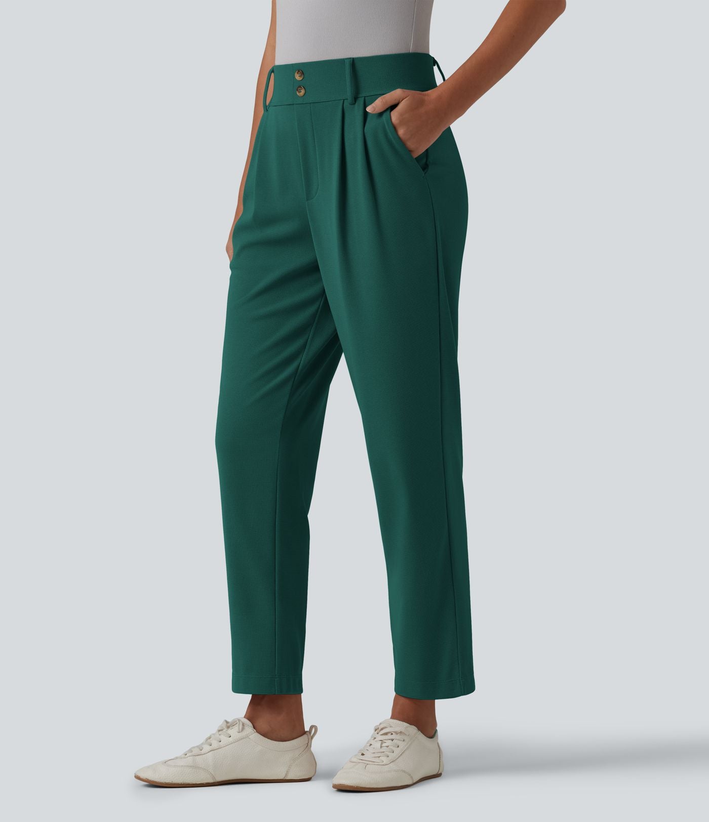 Halara Flex™ Pantalon tailleur fuselé taille haute en tissu gaufré avec poches