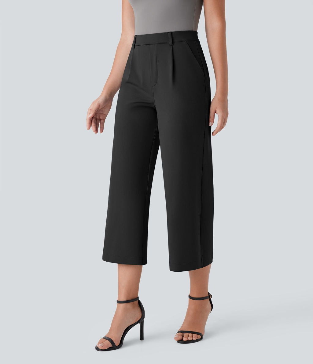 Pantalon capri de travail coupe droite taille haute Halara Flex™ DayStretch avec poches latérales