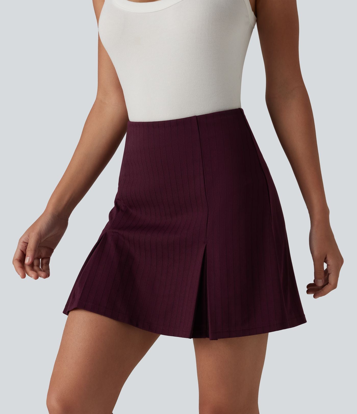 Jupe mini allongée trapèze taille haute 2-en-1 effet frais InstantCool à rayures pour le travail