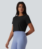 Haut de sport yoga col bateau manches courtes effet frais InstantCool dos ouvert, protection solaire UPF50+