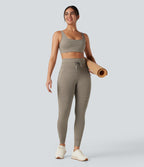 Legging de yoga rayé taille haute avec cordon de serrage et poches